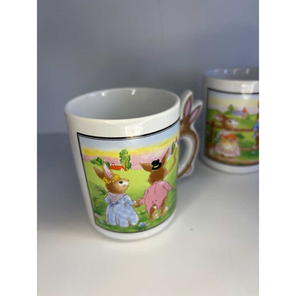 🐰4 Vintage Peter Rabbit Easter Bunny Coffee Tea Mugs Bunny Shaped Handles - Picture 5 of 9